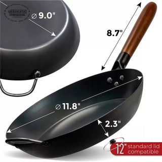 11.8-inch Pre-Seasoned Black Carbon Steel Skillet