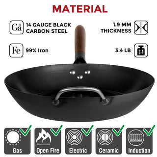 11.8-inch Pre-Seasoned Black Carbon Steel Skillet