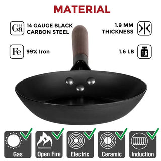 7.9-inch Pre-Seasoned Black Carbon Steel Skillet