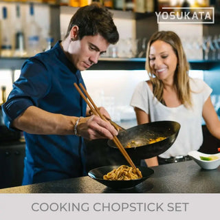 Bamboo Chopsticks Reusable: 11.8, 13 and 14.2-inch (3 Pairs)