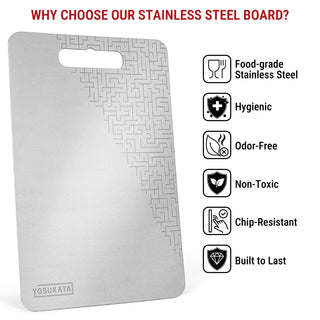 Yosukata 14.6 by 10-inch stainless steel cutting board, alternate view 3