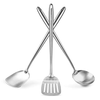 Utensils Wok Set: 17-inch Spatula & Ladle & Turner Stainless Steel