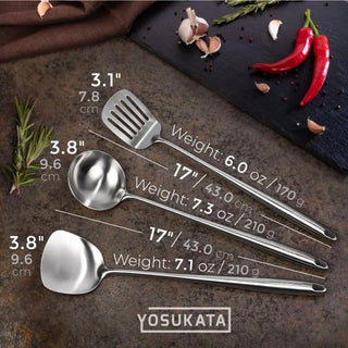 Utensils Wok Set: 17-inch Spatula & Ladle & Turner Stainless Steel