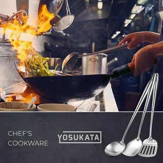 Utensils Wok Set: 17-inch Spatula & Ladle & Turner Stainless Steel