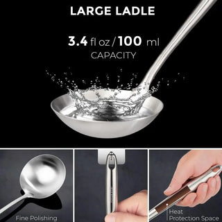 Utensils Wok Set: 17-inch Stainless Steel Wok Spatula and Ladle Set
