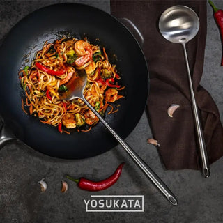 Utensils Wok Set: 17-inch Stainless Steel Wok Spatula and Ladle Set