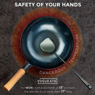 Utensils Set: 17-inch Pre-seasoned Carbon Steel Wok Spatula, Ladle and Bamboo Chopsticks