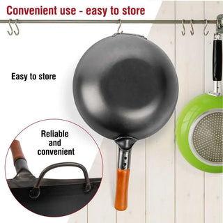 11.8-inch Pre-Seasoned Black Carbon Steel Wok Flat Bottomed