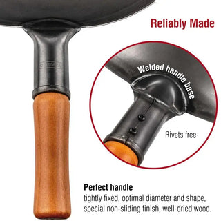 13.5-inch Pre-Seasoned Black Carbon Steel Wok Flat Bottomed