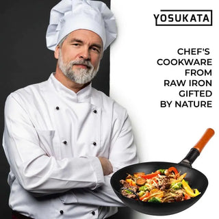 13.5-inch Pre-Seasoned Black Carbon Steel Wok Flat Bottomed