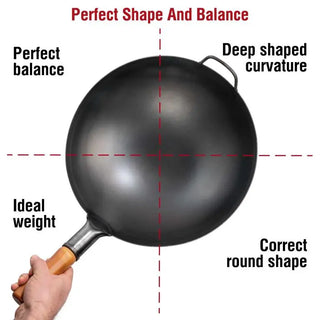 Yosukata 14-inch black carbon steel wok for high-heat cooking