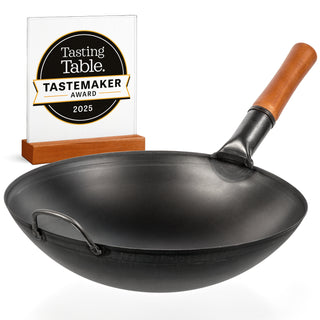 14-inch Pre-Seasoned Black Carbon Steel Wok Round Bottomed