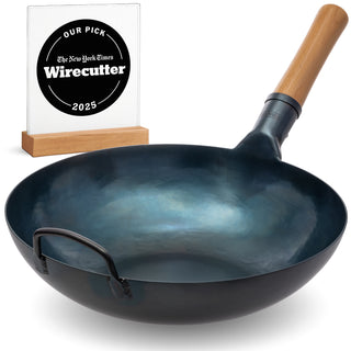 13.5-inch Pre-Seasoned Blue Carbon Steel Wok Flat Bottomed