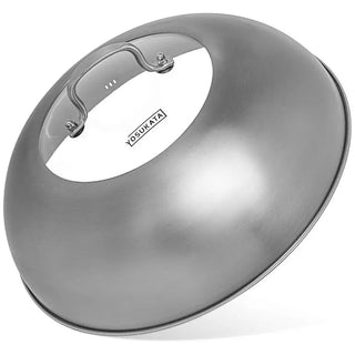 13.6-inch Stainless Steel Wok Lid with Tempered Glass Insert