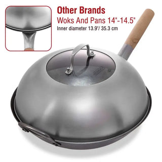 13.6-inch Stainless Steel Wok Lid with Tempered Glass Insert