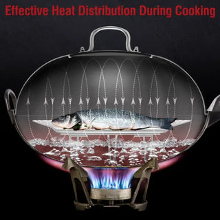 13.6-inch Stainless Steel Wok Lid with Tempered Glass Insert