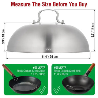 11.4-inch Stainless Steel Wok Lid with Tempered Glass Insert