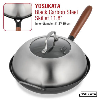 11.4-inch Stainless Steel Wok Lid with Tempered Glass Insert