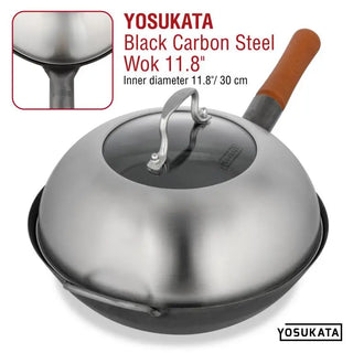 11.4-inch Stainless Steel Wok Lid with Tempered Glass Insert