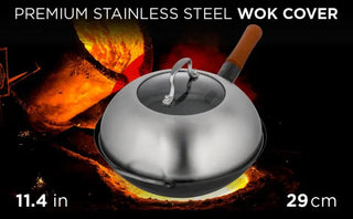 11.4-inch Stainless Steel Wok Lid with Tempered Glass Insert