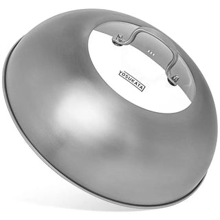 12.8-inch Stainless Steel Wok Lid with Tempered Glass Insert
