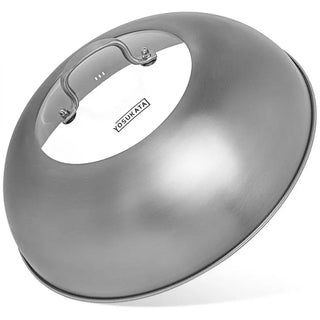 13.5-inch Pre-Seasoned Blue Carbon Steel Wok Flat Bottomed + Stainless Steel Wok Lid + Utensils Wok Set: 17-inch Spatula & Ladle