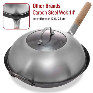 12.8-inch Stainless Steel Wok Lid with Tempered Glass Insert