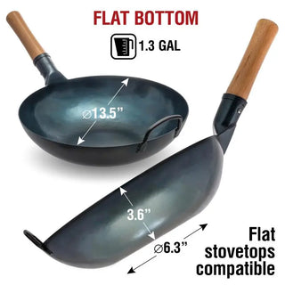 Yosukata 13.5-inch flat-bottom wok dimensions