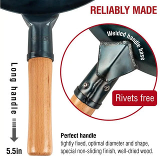 13.5-inch Pre-Seasoned Blue Carbon Steel Wok Flat Bottomed