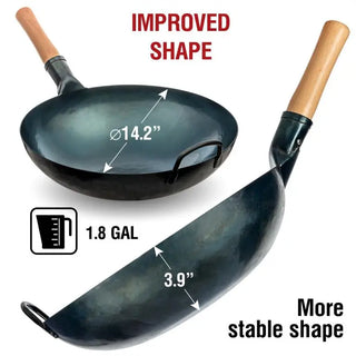 Yosukata 14-inch round-bottom wok dimensions