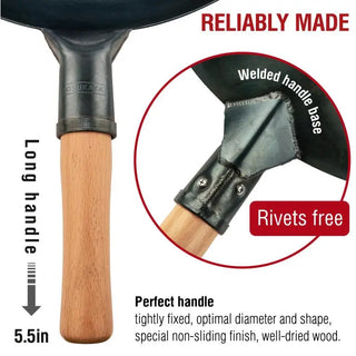 14-inch Pre-Seasoned Blue Carbon Steel Wok Round Bottomed