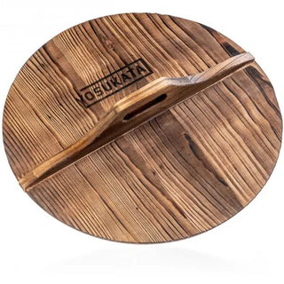 14-inch Wooden Wok Lid with Carbonized Finish