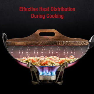 14-inch Wooden Wok Lid with Carbonized Finish