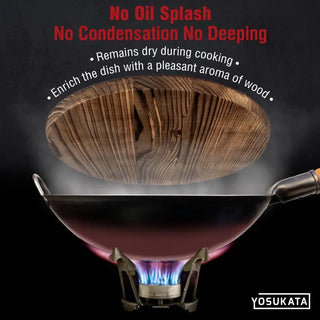 14-inch Wooden Wok Lid with Carbonized Finish