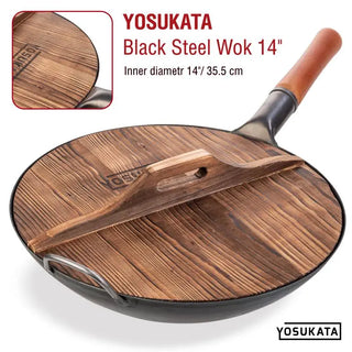 14-inch Wooden Wok Lid with Carbonized Finish
