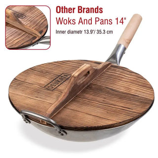 14-inch Wooden Wok Lid with Carbonized Finish