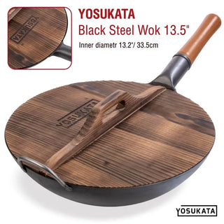 Yosukata 13.5-inch carbonized wooden wok lid, alternate view 4