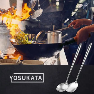 Utensils Wok Set: 17-inch Stainless Steel Wok Spatula and Ladle Set